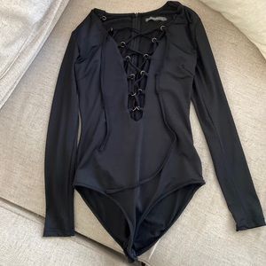 Lace up black bodysuit
